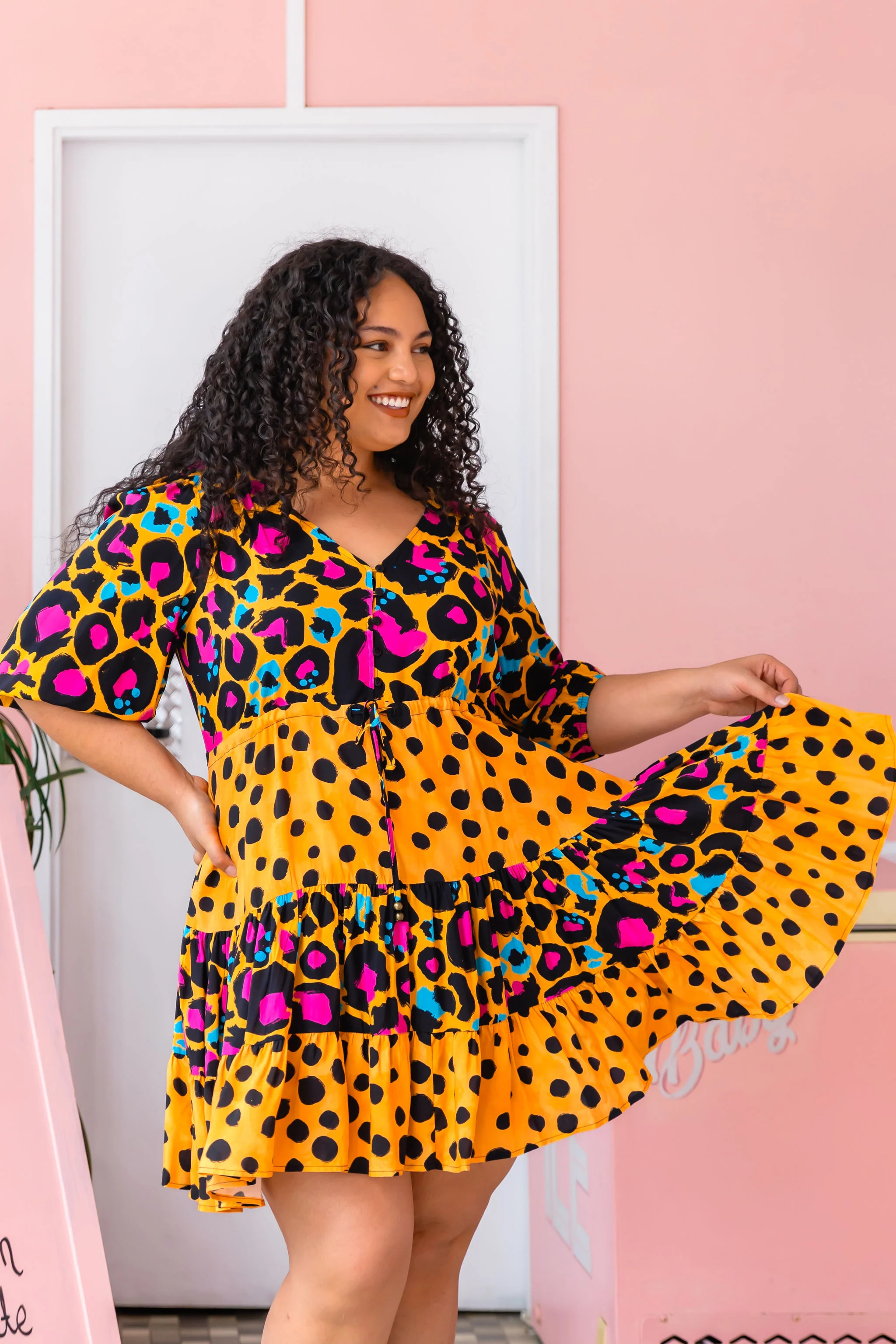 Scarlett Dress in Mustard Leopard/Cheetah by Kasey Rainbow - Image 3