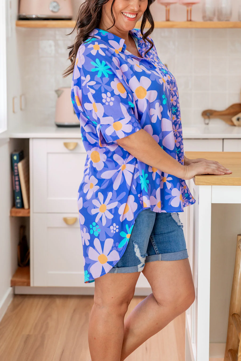 Tammin Shirt in Lilac Daisies by Kasey Rainbow - Image 10