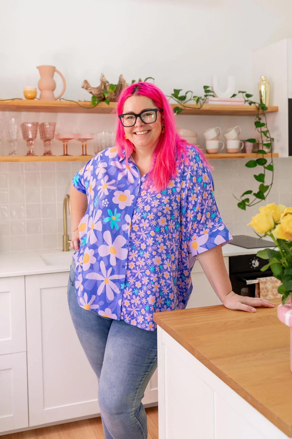 Tammin Shirt in Lilac Daisies by Kasey Rainbow - Image 20