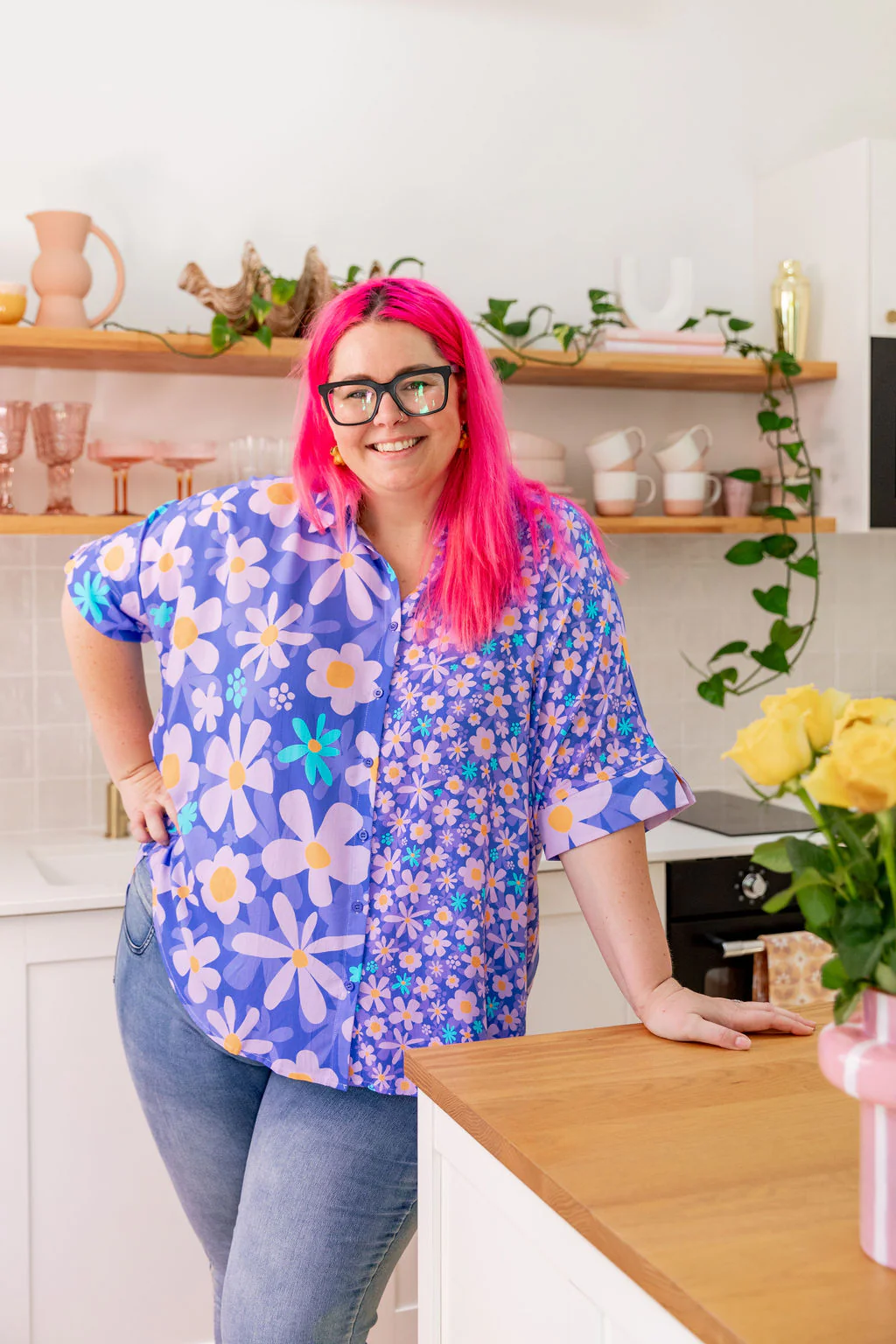 Tammin Shirt in Lilac Daisies by Kasey Rainbow - Image 3