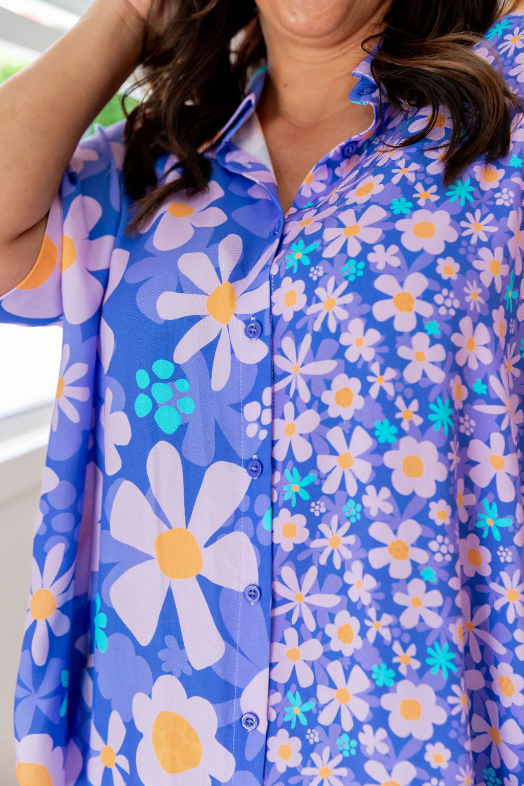 Tammin Shirt in Lilac Daisies by Kasey Rainbow - Image 7