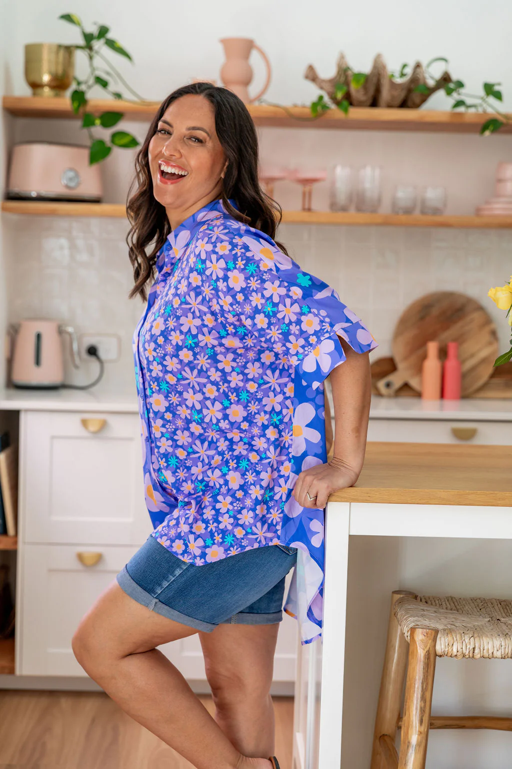 Tammin Shirt in Lilac Daisies by Kasey Rainbow - Image 8