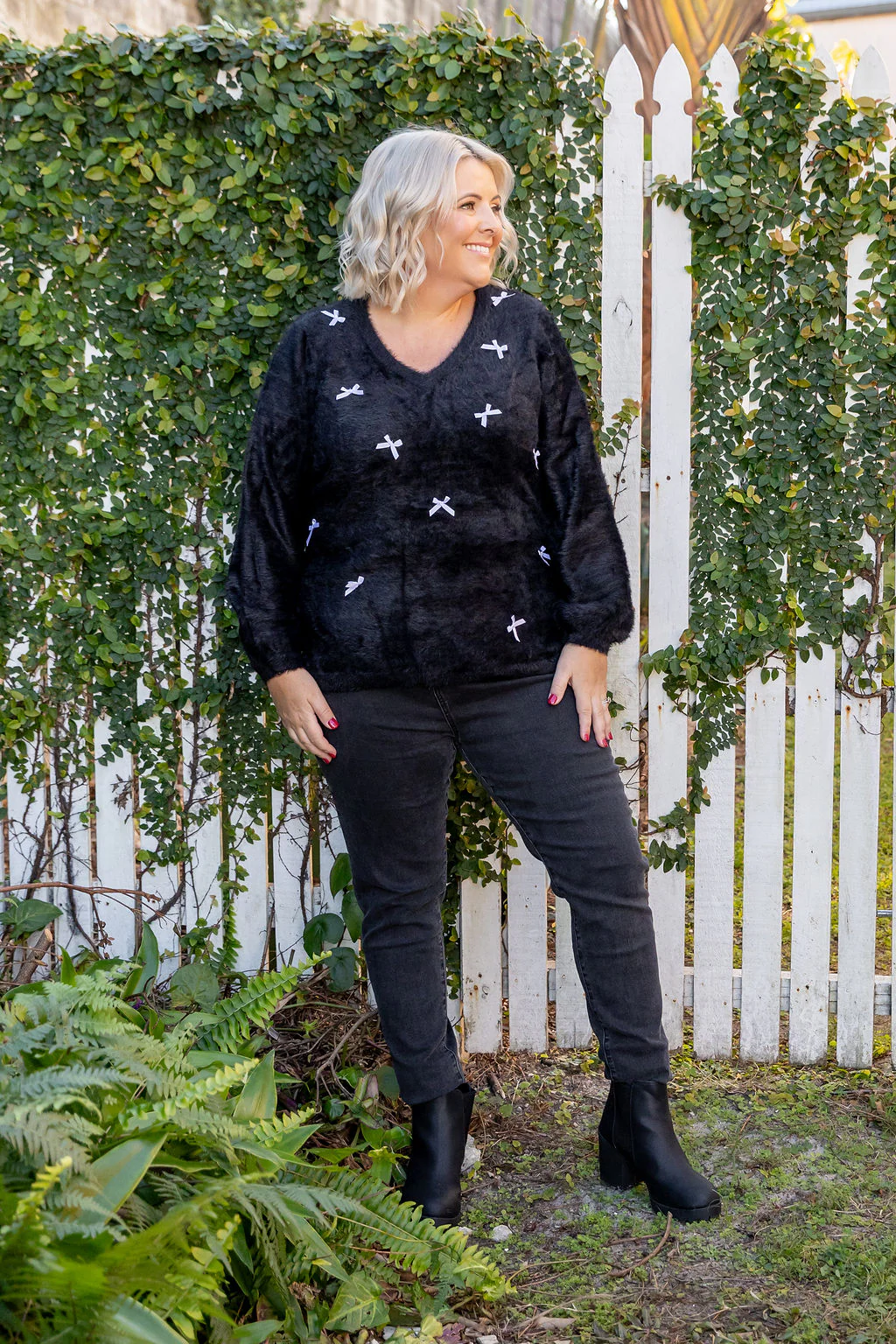 Vienna Bow Knit in Black - Image 5