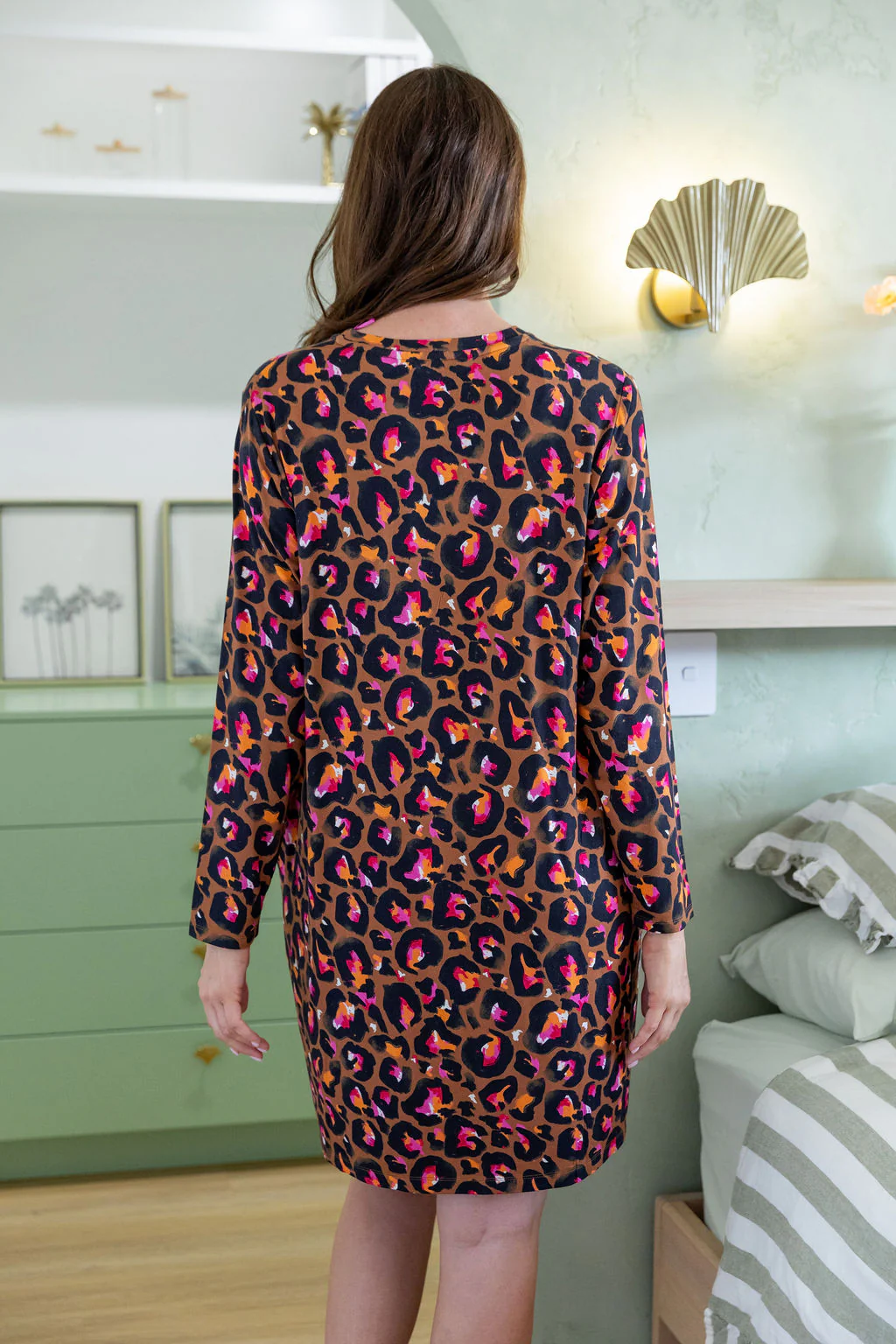 Wild L/S Nightie in Bronze Leopard by Kasey Rainbow - Image 10