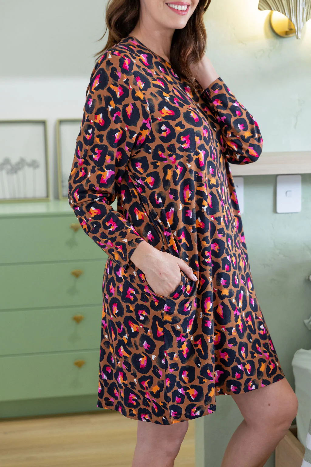 Wild L/S Nightie in Bronze Leopard by Kasey Rainbow - Image 9