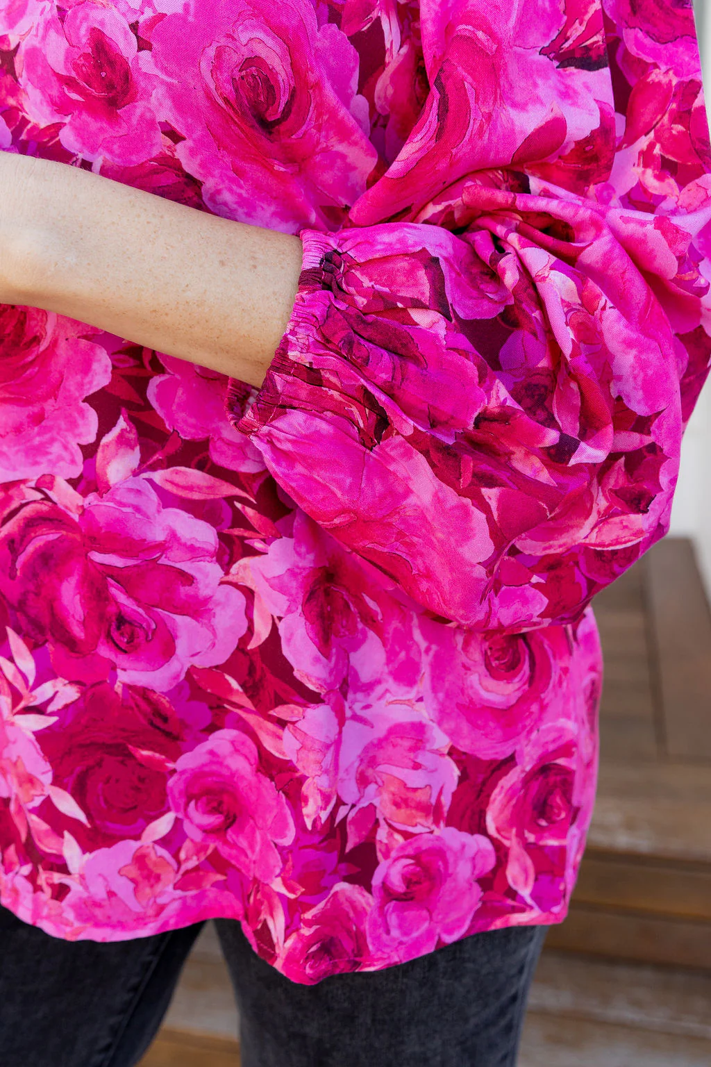 Winona Long Sleeve Blouse In Pink Roses - Image 15