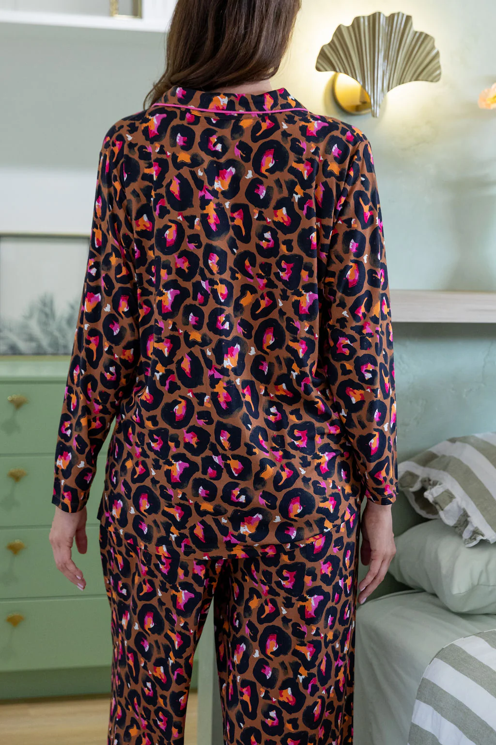 Zen L/S Shirt & Pant Sleepwear Set in Bronze Leopard by Kasey Rainbow - Image 14