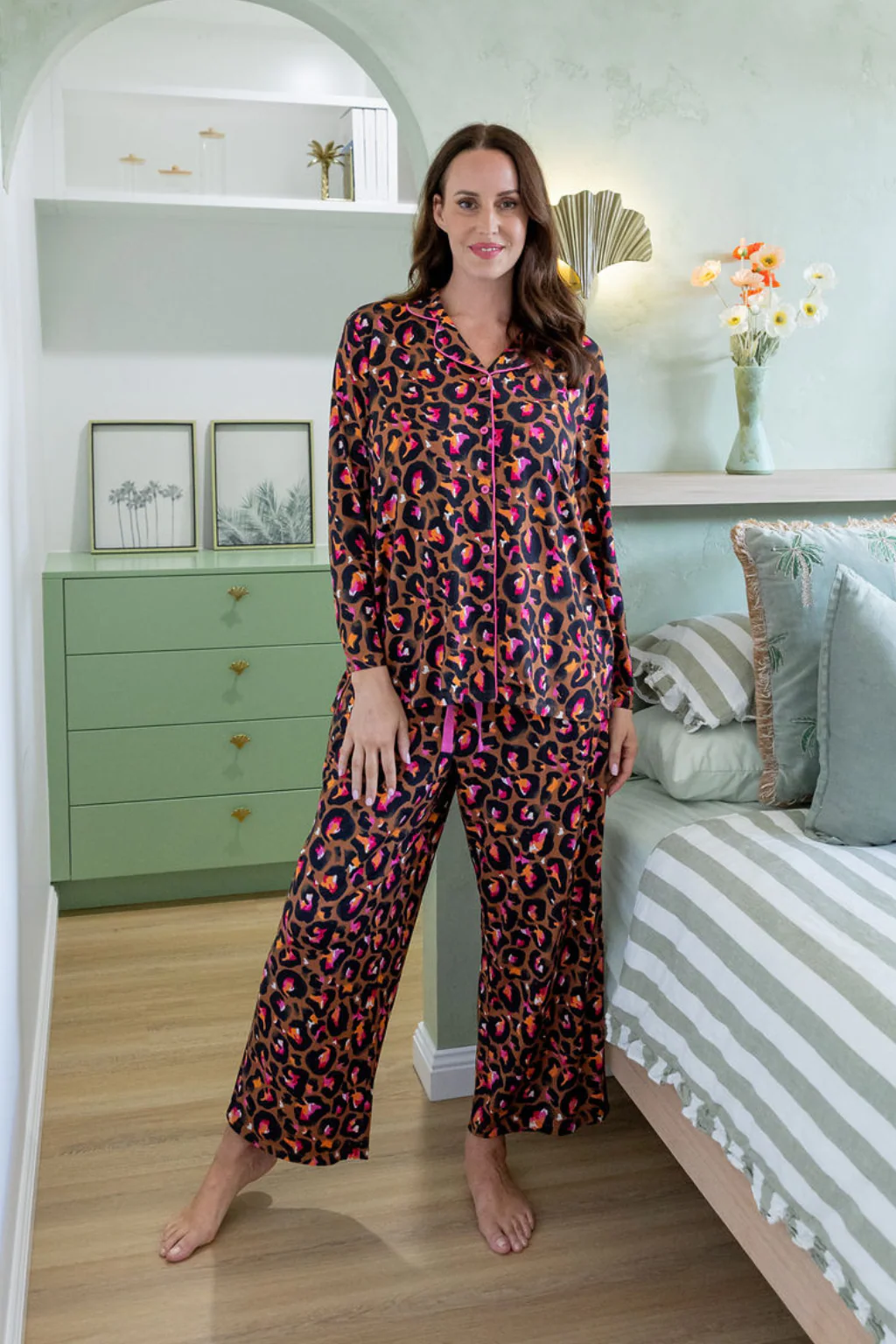 Zen L/S Shirt & Pant Sleepwear Set in Bronze Leopard by Kasey Rainbow - Image 3