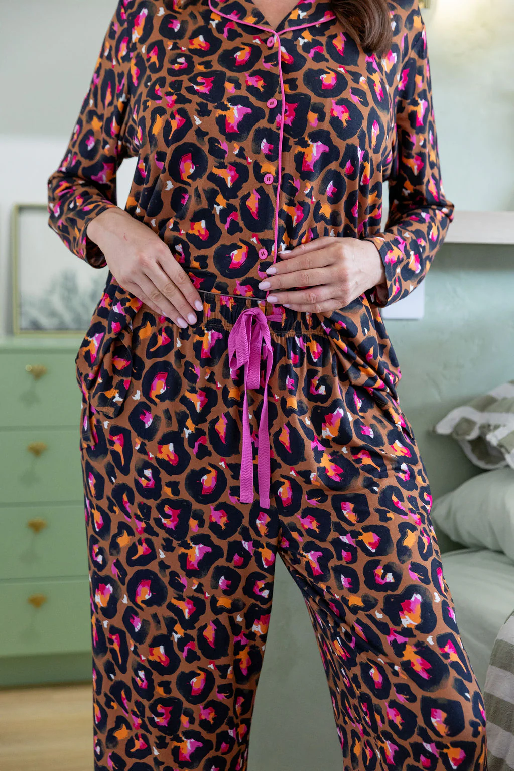 Zen L/S Shirt & Pant Sleepwear Set in Bronze Leopard by Kasey Rainbow - Image 4
