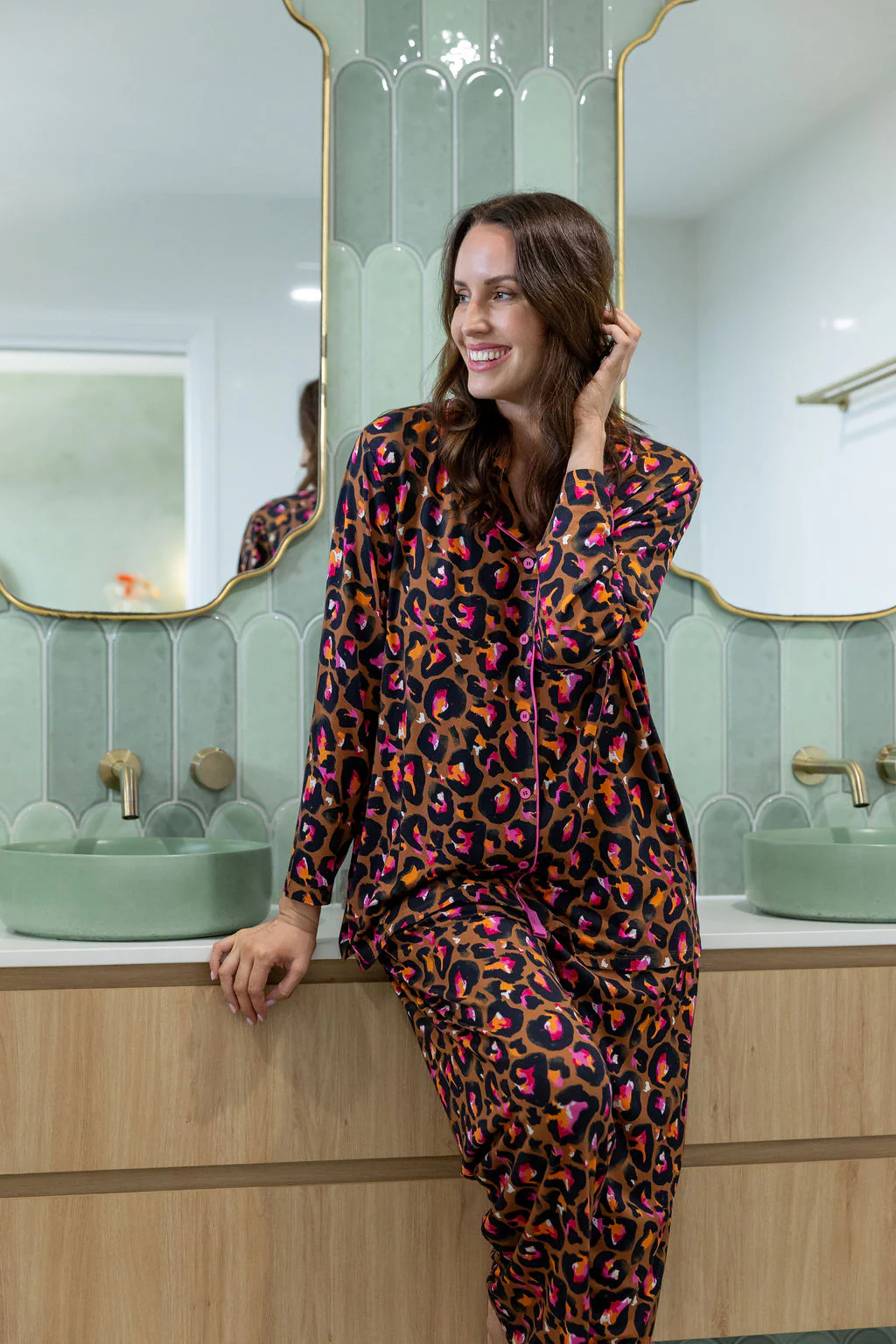 Zen L/S Shirt & Pant Sleepwear Set in Bronze Leopard by Kasey Rainbow - Image 5