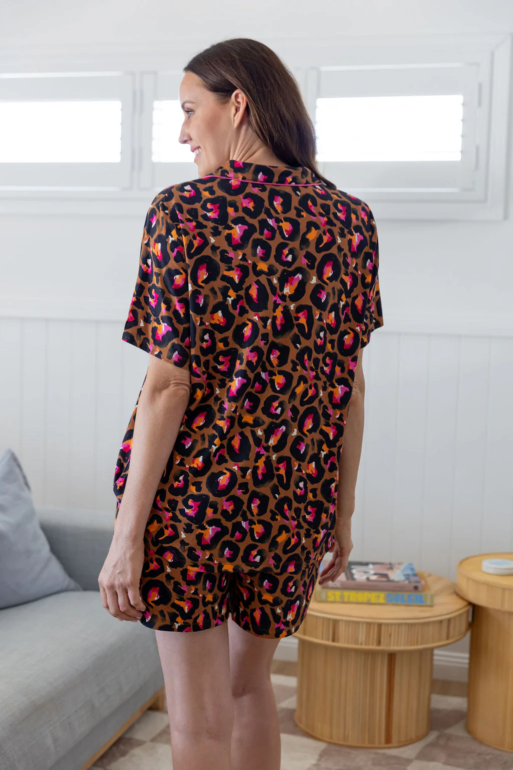 Zen S/S Shirt & Short Sleepwear Set in Bronze Leopard by Kasey Rainbow - Image 12