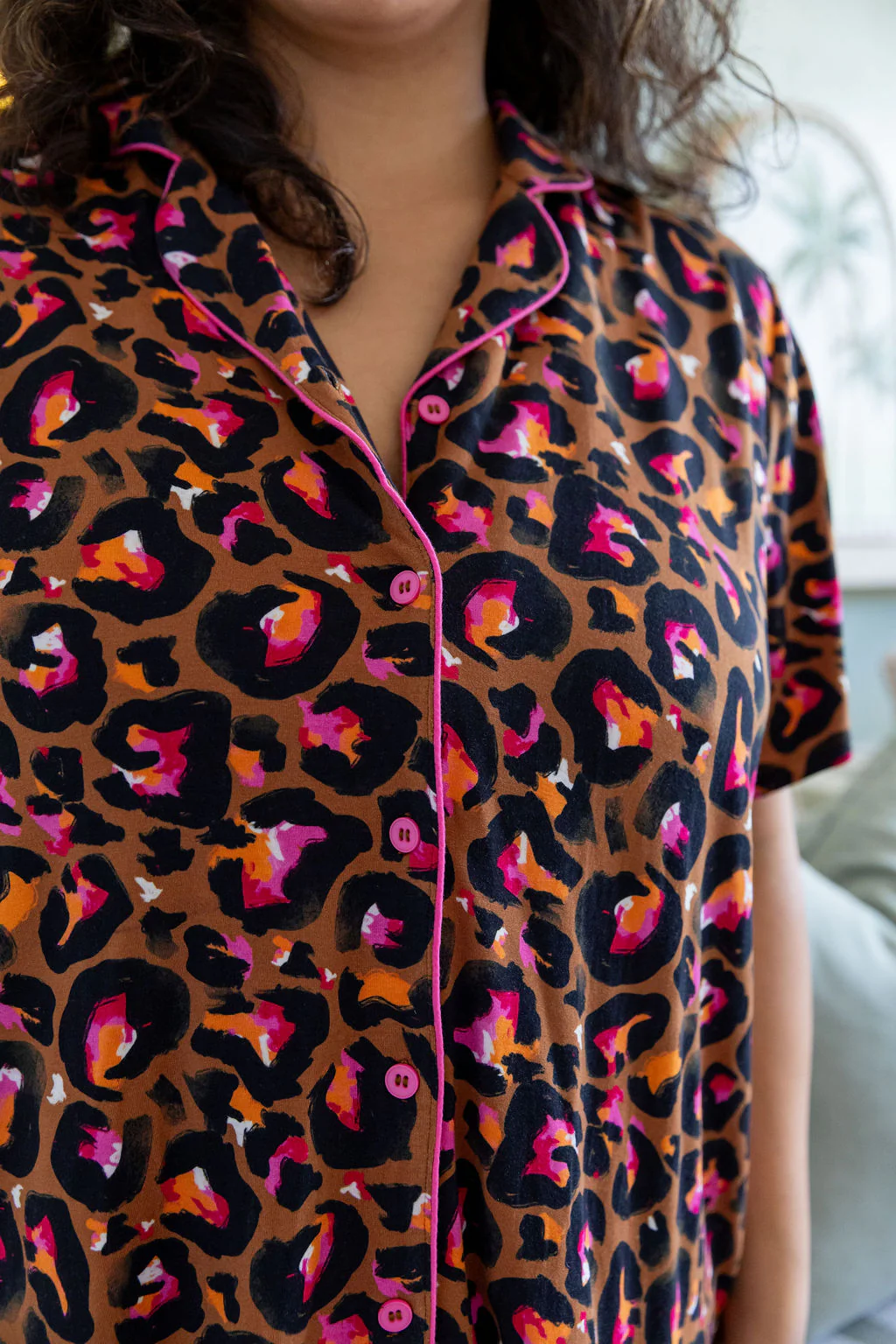 Zen S/S Shirt & Short Sleepwear Set in Bronze Leopard by Kasey Rainbow - Image 4